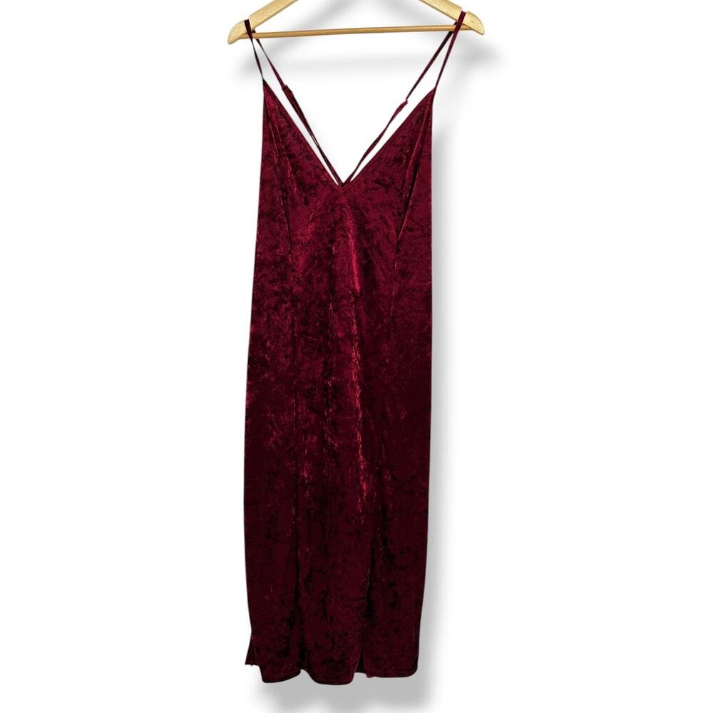 Vintage Frederick's of Hollywood Velvet Slip Midi Dress w/ Side Slits Women's 1X